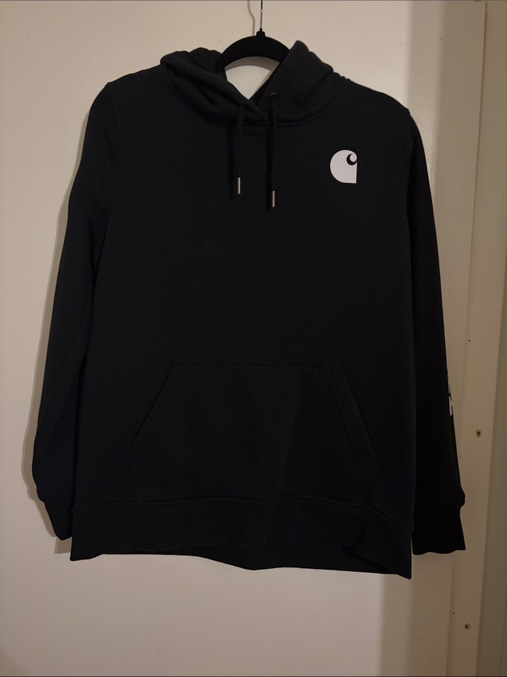Carhartt Black Crewneck Hoodie with White Logo - women’s pullover